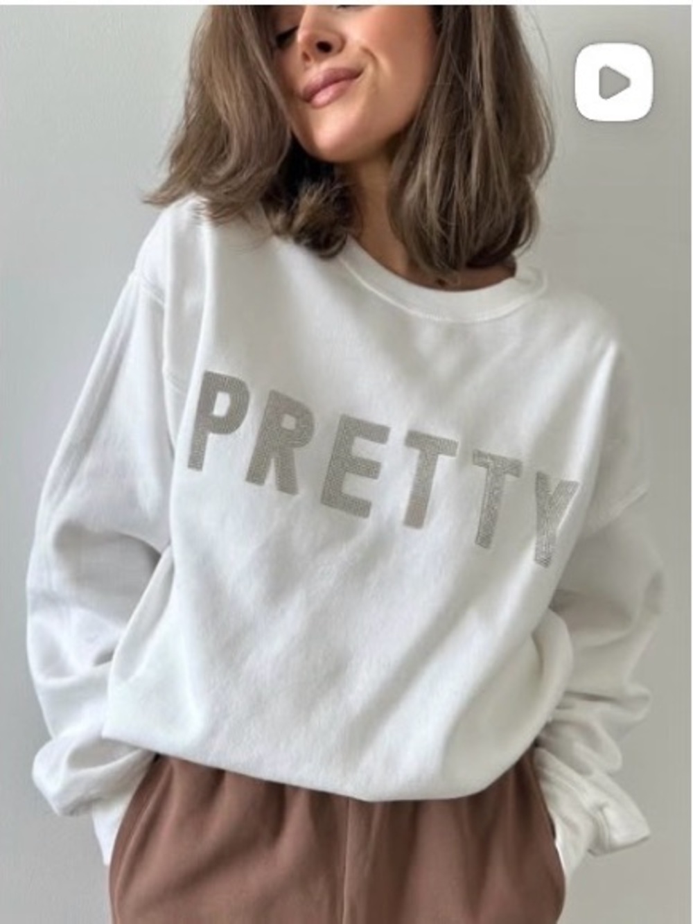 PRETTY White Graphic Sweatshirt - Women's Casual Pullover